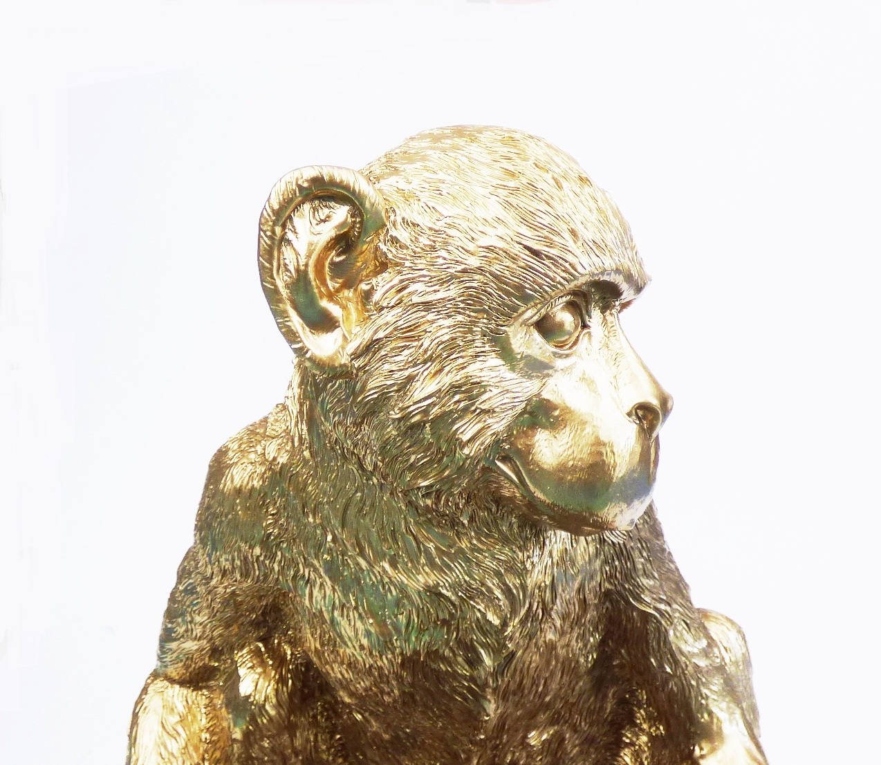 Large Monkey Statue Quirky Decor Monkey Bowl Gold Monkey Etsy
