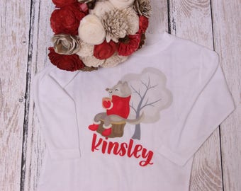 Christmas Holiday Raglan- Kids Holiday Woodland Raglan - Woodland Fox  Kids Christmas Shirt - Christmas outfits for girls or boys - Holiday