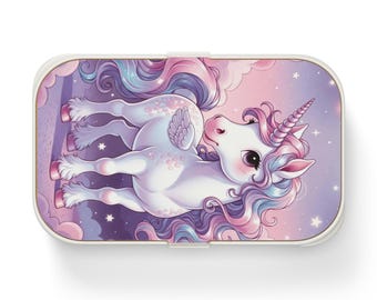 Fiambrera Bento de Unicornio / Ilustración de Pegaso, apta para microondas (Hecha en Corea)