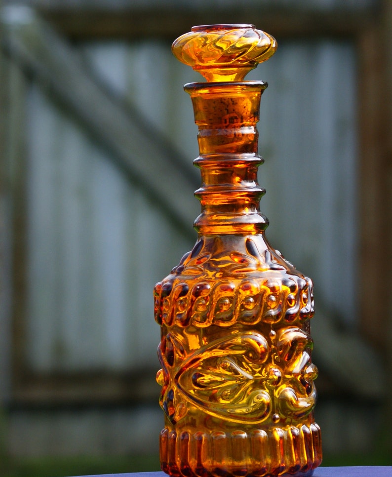 Vintage Amber Glass Kydrb230 Jim Beam Decanter Etsy