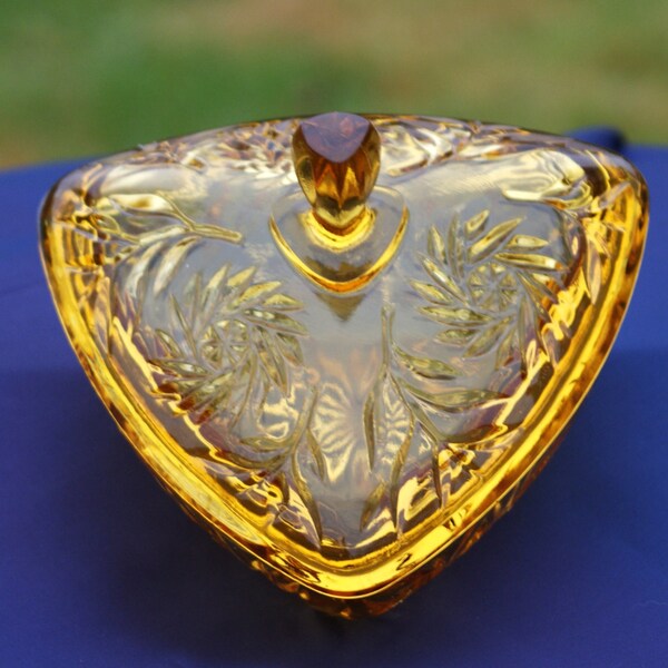 Vintage Hazel Atlas Glass Amber Triangle Candy Dish