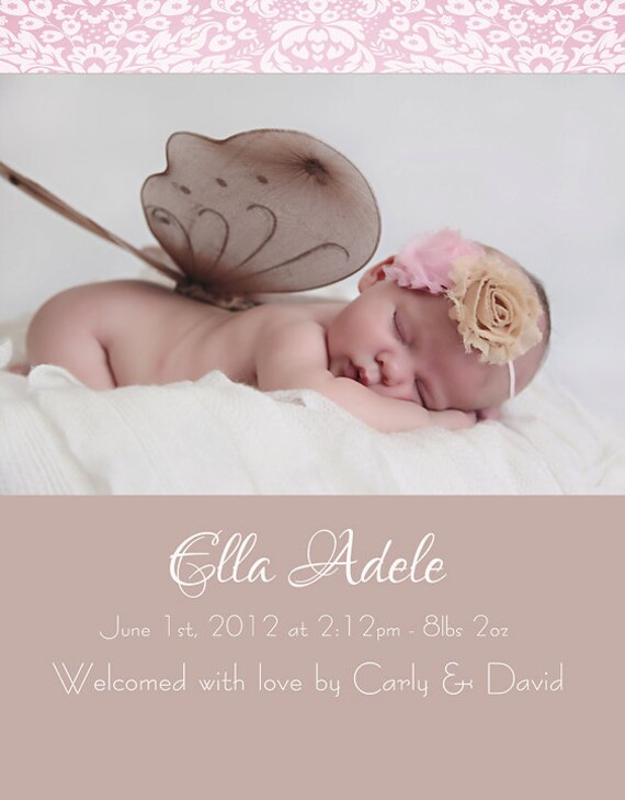 Items similar to Baby Announcement Birth Announcement, Fully