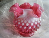 Pink HOBNAIL GLASS Decorative Vase Bowl Midcentury