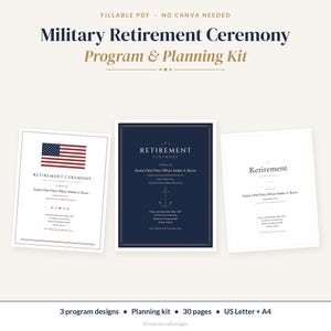 Szablon programu ceremonii przejścia na emeryturę dla żołnierzy, program emerytalny marynarki wojennej, zestaw do planowania w formacie PDF do wypełnienia, scenariusz ceremonii i lista kontrolna