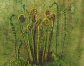 Fiddlehead Fern Giclee Print From Original Painting, Choose Size