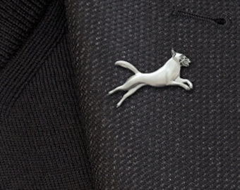 Leaping Belgian Malinois brooch - sterling silver.