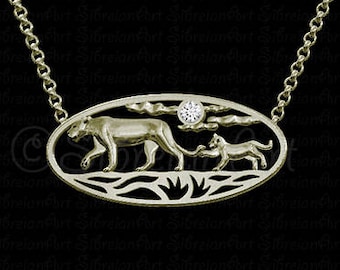 African Sunset - Solid Gold with a white Sapphire pendant and necklace