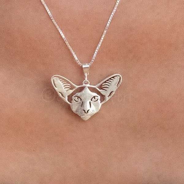 Oriental Shorthair cat jewelry - sterling silver pendant and necklace.