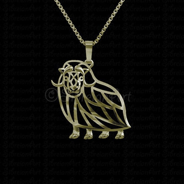 Musk Ox jewelry - Solid Gold pendant and necklace - wildlife jewelry - animal lovers - gift - Alaska wildlife - north - nature -  art work