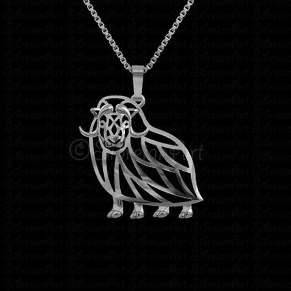 Musk Ox jewelry - sterling silver pendant and necklace - Musk Oxen - arctic wildlife art - gift for animal lover - Canadian wildlife