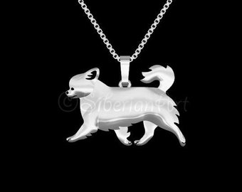 Long-Coat Chihuahua movement jewelry - sterling silver pendant and necklace