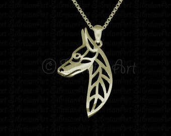 Doberman Pinscher head study (cropped ears) - Solid Gold pendant and necklace