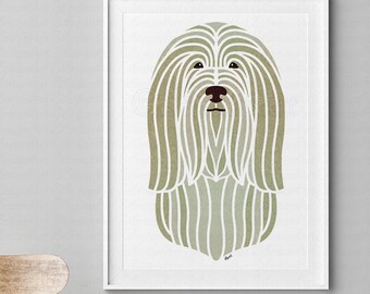 Bearded Collie print, dogs art - dog portrait - artwork - gift for dog lovers and owners - painting - drawing