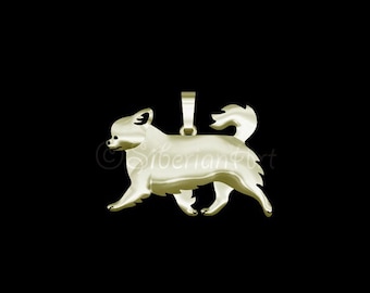 Long-Coat Chihuahua movement - Solid 14k Gold pendant only