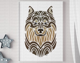 Finnish Lapphund print - artwork - gift for dog lovers - painting - wall art - Lappie - Finland- drawing - Swedish - picture