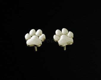 Paw Print profile stud earrings - Solid Gold