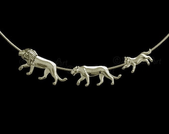 Lion family necklace - Solid Gold