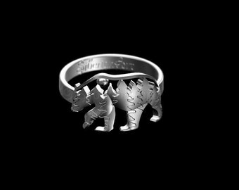 Forest Spirit - Grizzly Bear ring - sterling silver 925 - gift for animal lovers - wildlife Jewelry.