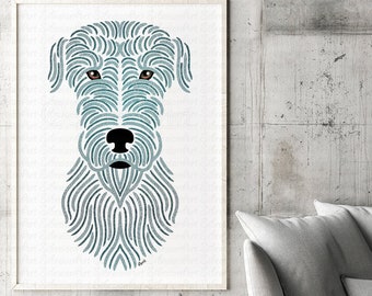 Irish Wolfhound print, dogs art - dog portrait - Wolfhound artwork - gift for dog lovers and owners - Ireland - North