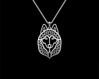 Siberian Husky - sterling silver medium size pendant and necklace