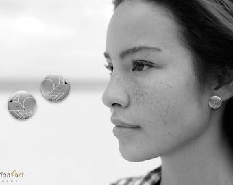 Sleeping Basenji earrings - sterling silver