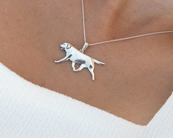 Labrador Retriever movement - sterling silver pendant and necklace