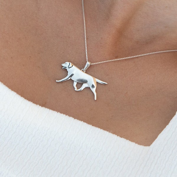 Labrador Retriever movement - sterling silver pendant and necklace