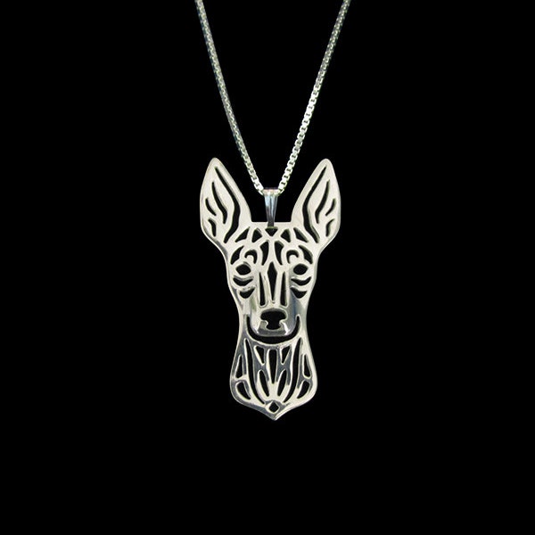 English Toy Terrier - collier et pendentif en argent sterling.