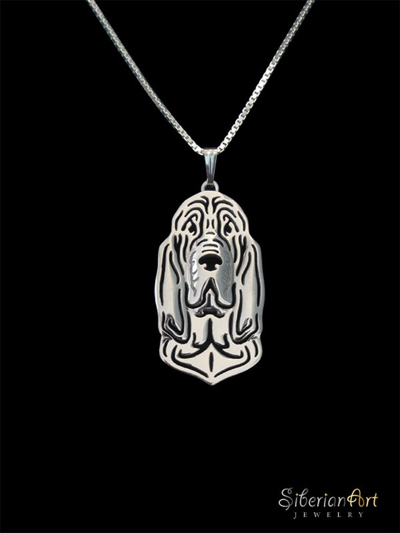 Bloodhound sterling silver, dog jewelry pendant and necklace image 1