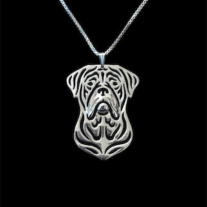 Colar Dogue De Bordeaux de Prata Esterlina 925 Presente para Amantes de Cães Colar de Cachorro Jóias para Animais de Estimação Memorial para Cães Lembrança para Cães Perda de Cães Raro Animal de Estimação