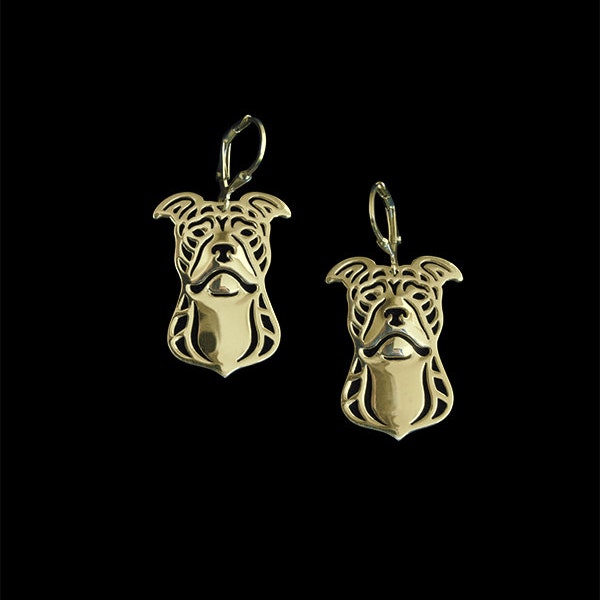 Pit Bull Terrier earrings - Solid Gold