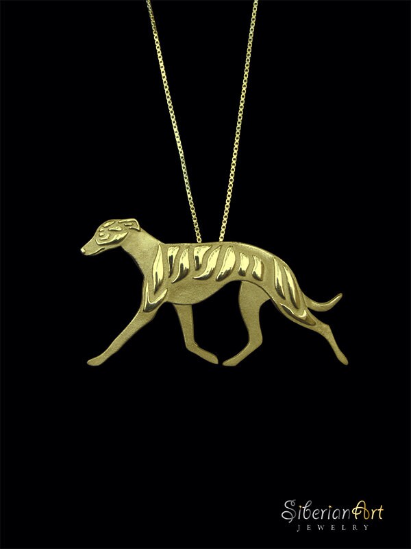 Whippet Movement Solid Gold Pendant and Necklace. Etsy
