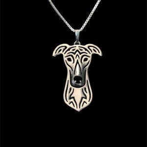 Collar de plata de ley 925 con forma de galgo, regalo para amantes de los perros, collar para perros, joyas para mascotas, recuerdo de perro, joyería para animales de la familia hecha a mano