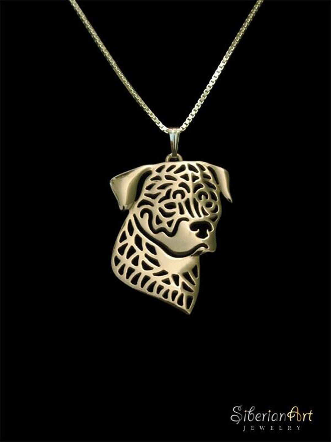 14k Yellow Gold Rottweiler Necklace Gift for Dog Lovers Dog