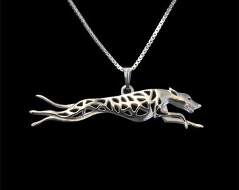 Greyhound run - sterling silver pendant and necklace