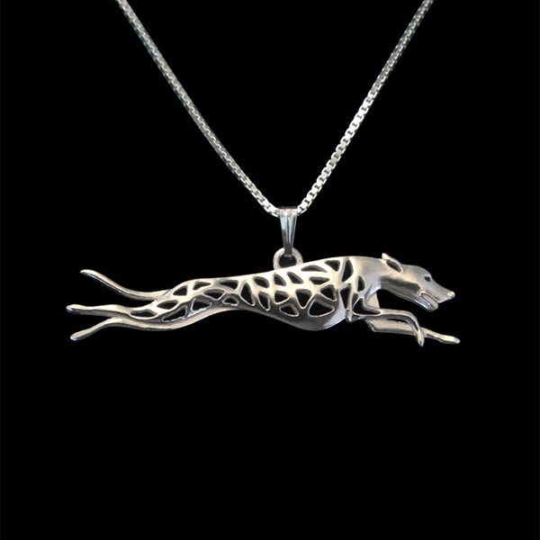 Greyhound run - sterling silver pendant and necklace