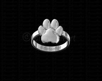 Paw print ring - sterling silver 925 - gift for dog lovers and owners - Pet Jewelry - Paw print - paws jewelry