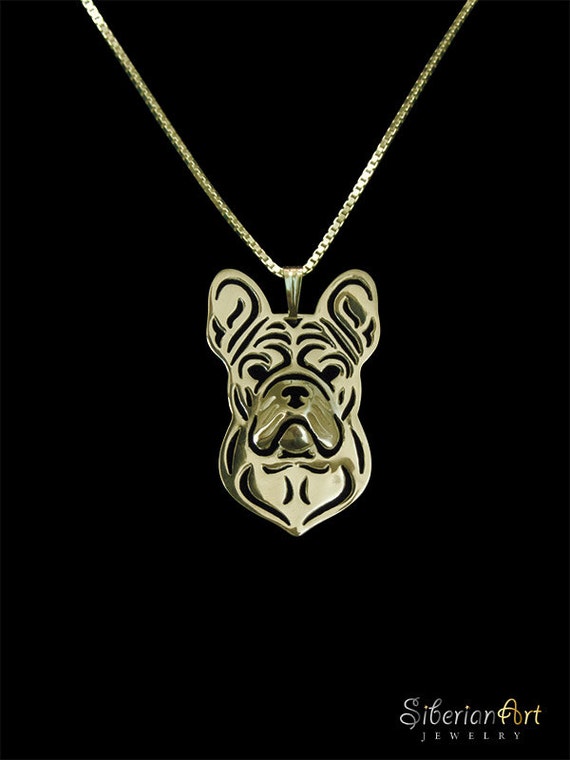 14K Solid Gold French Bulldog Puppy Pendant