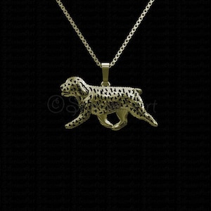Collar de perro de agua español en oro amarillo de 14 k, regalo para amantes de los perros, collar para perros, joyas para mascotas, recuerdo de perro, joyas familiares para animales, raro