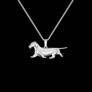 925 Sterling Silver Wire Haired Dachshund Pendant Necklace, Minimalist Gift For Dog Lovers, Personalized Gift Pet Jewelry, Unique Charm