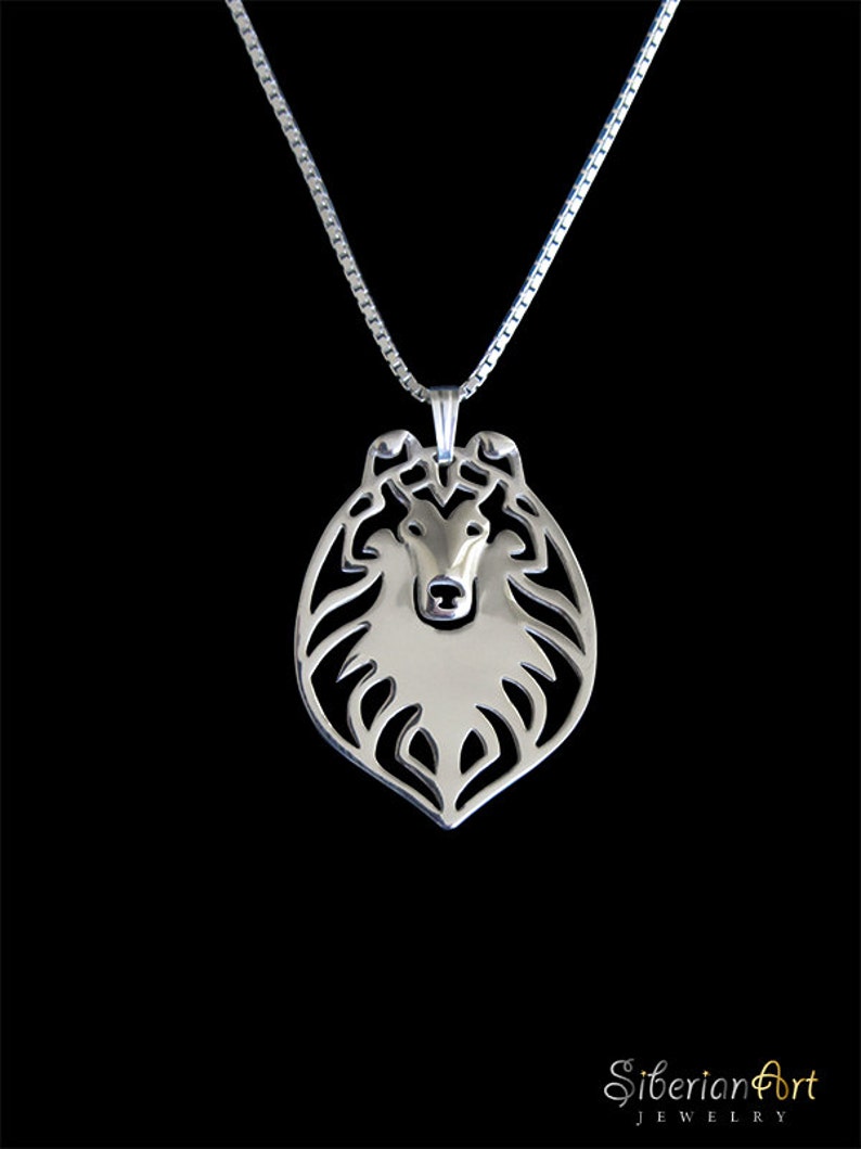 Rough Collie sterling silver pendant and necklace image 1