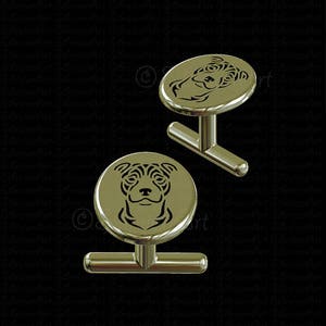 Staffordshire Bull Terrier Cufflinks - Solid 14k gold - Gift for dog lovers and owners - Pet Jewelry - Men best friend