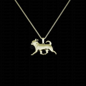 14k Yellow Gold Chihuahua Pendant & Necklace