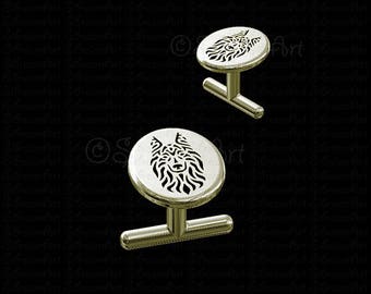 Long Haired Dutch Shepherd Cufflinks - Solid 14k gold - Gift for dog lovers and owners - Pet Jewelry - Men best friend