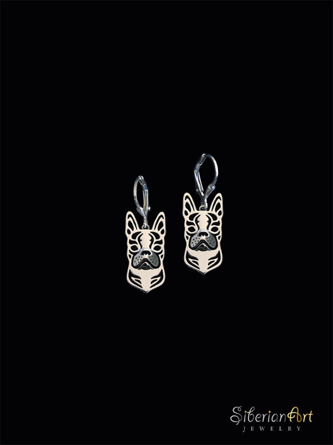 Boston Terrier Earrings Sterling Silver Etsy