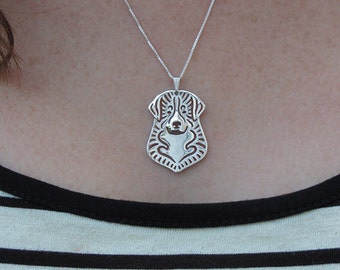 Bernese Mountain Dog jewelry - sterling silver pendant and necklace