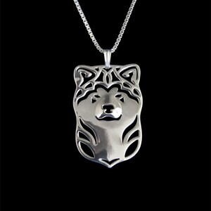 Japanese Akita Inu - sterling silver pendant and necklace.