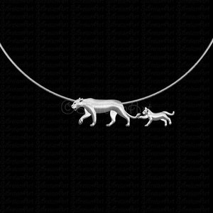 Lioness and cub necklace - sterling silver