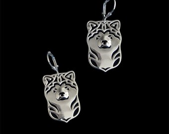 Japanese Akita Inu earrings - sterling silver.