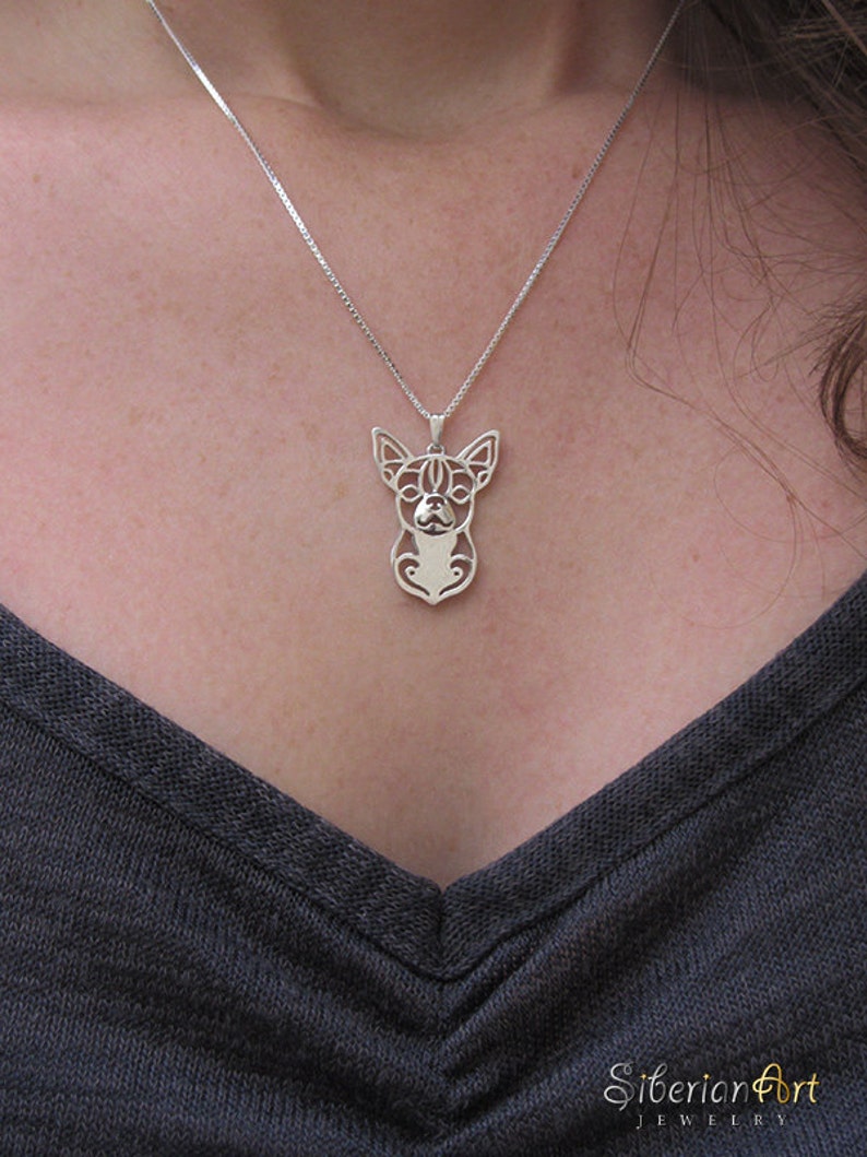 Chihuahua jewelry Sterling silver pendant and necklace image 2